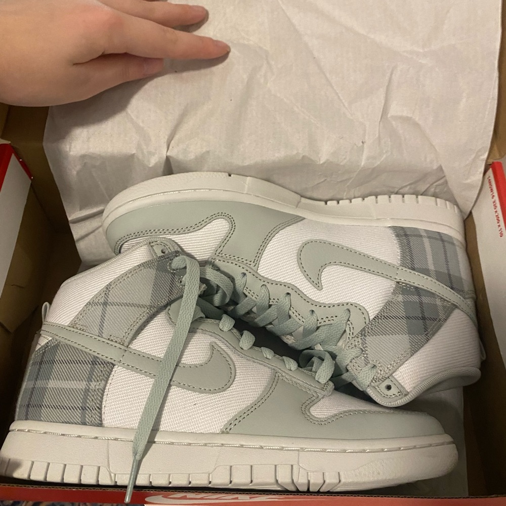 Nike Dunk High SE Tartan Plaid White Light Green